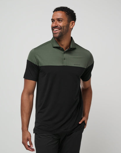 Heater Pro Color Block Polo Dark Olive | Travis Mathew
