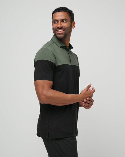 Heater Pro Color Block Polo Dark Olive | Travis Mathew