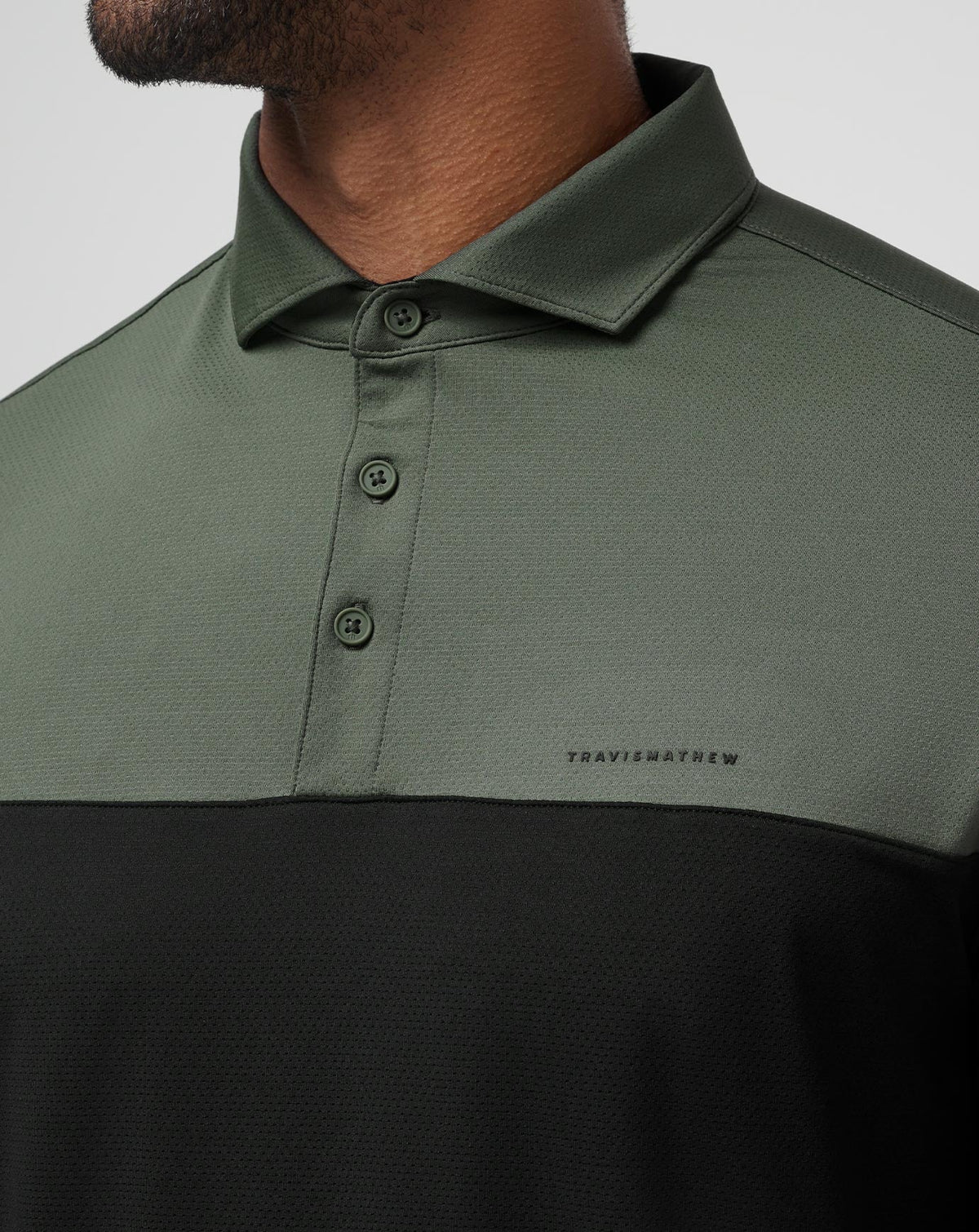 Heater Pro Color Block Polo Dark Olive | Travis Mathew