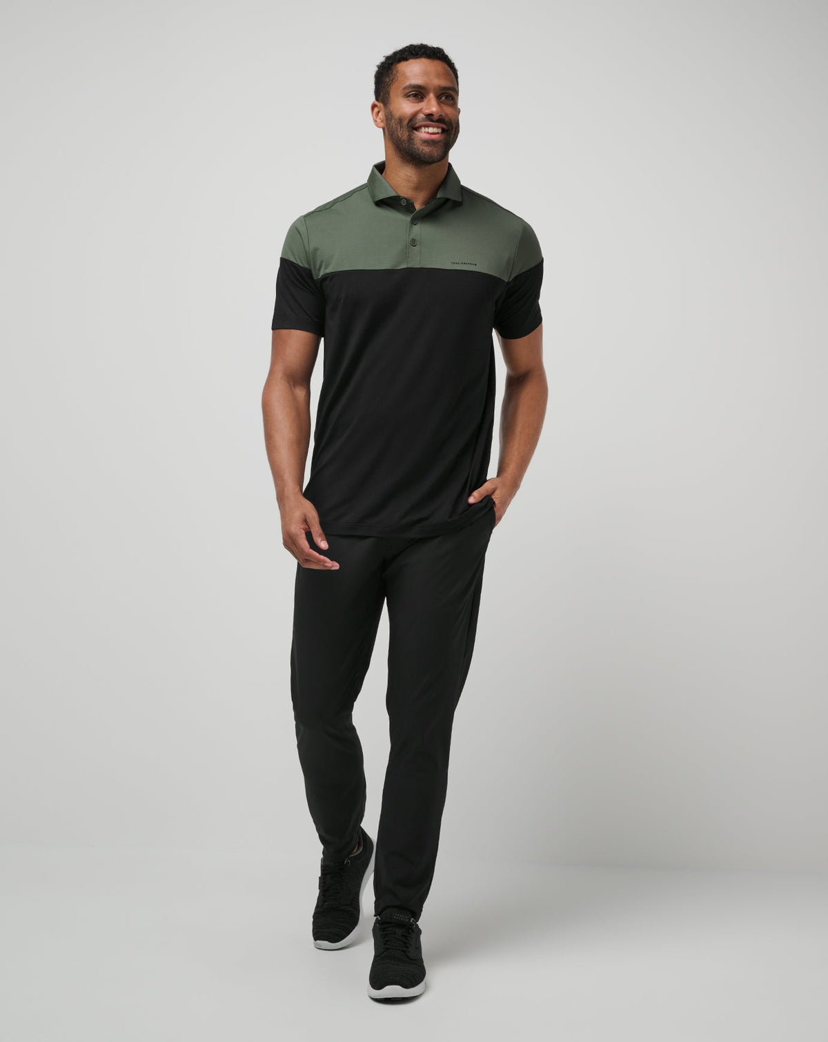 Heater Pro Color Block Polo Dark Olive | Travis Mathew
