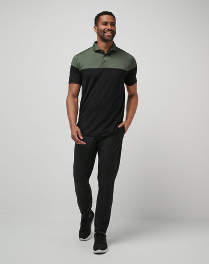 Heater Pro Color Block Polo Dark Olive | Travis Mathew
