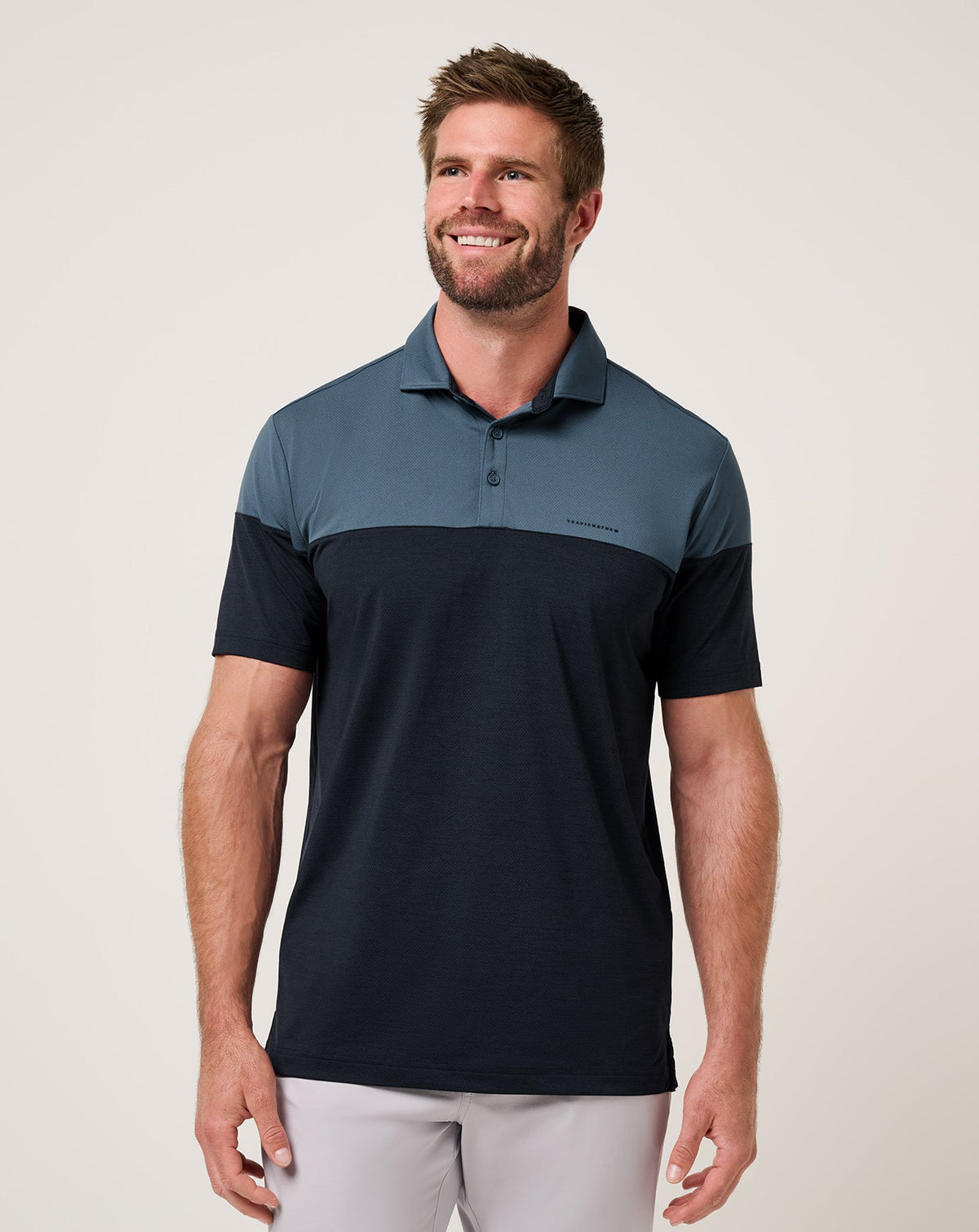 Heater Pro Color Block Polo Bering Sea | Travis Mathew