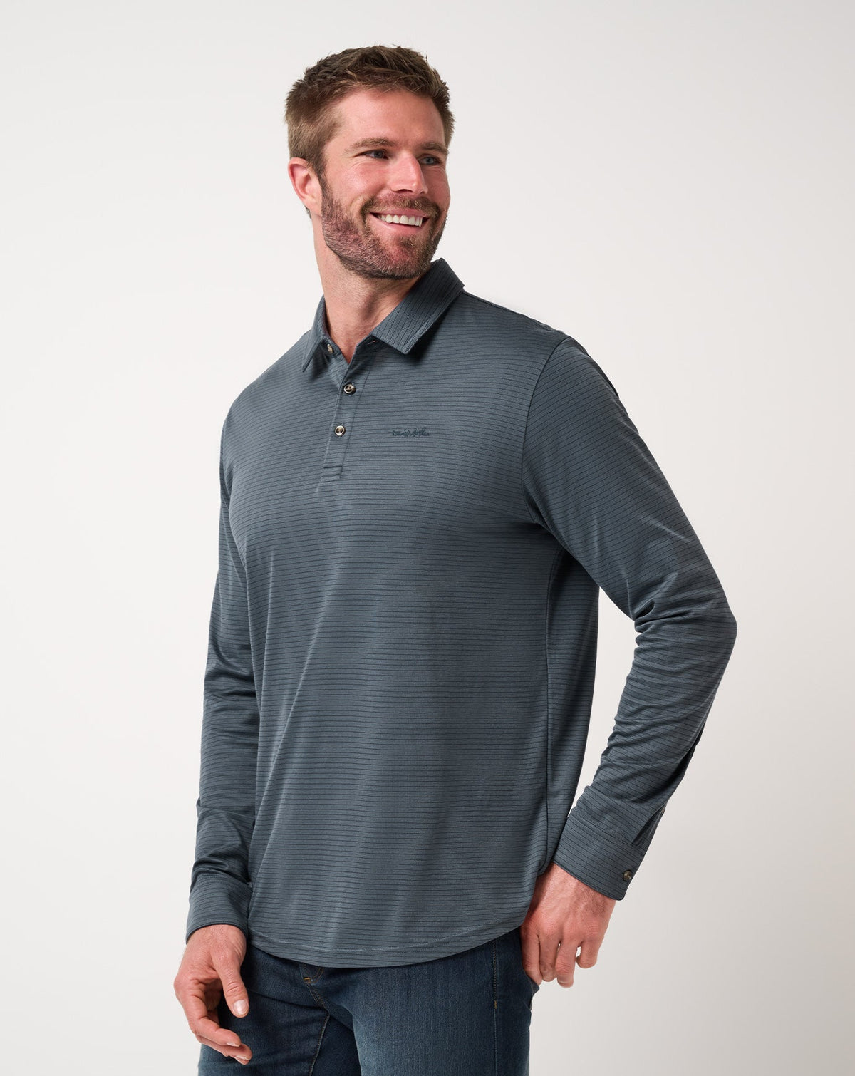 The Zinna 2.0 Long Sleeve Polo Mood Indigo/Vintage Indigo | Travis Mathew