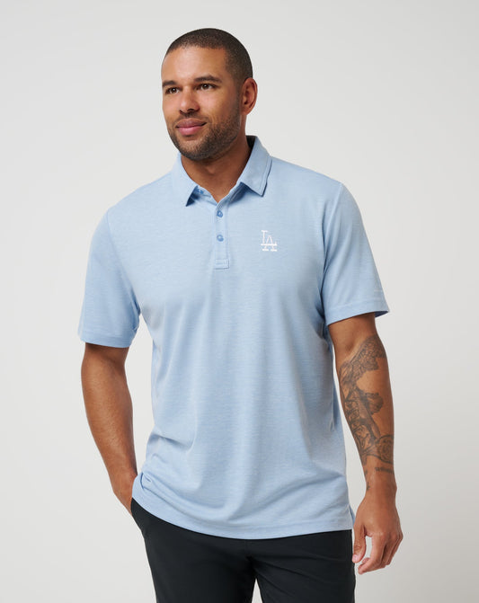 Los Angeles Dodgers Playoff Pitch Polo Heather Blue | Travis Mathew