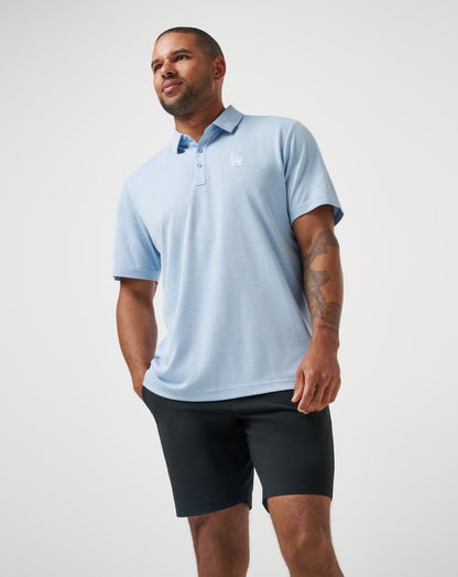 Los Angeles Dodgers Playoff Pitch Polo Heather Blue | Travis Mathew