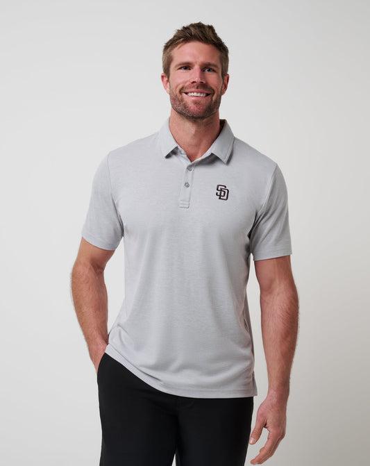 San Diego Padres Playoff Pitch Polo Heather Grey | Travis Mathew