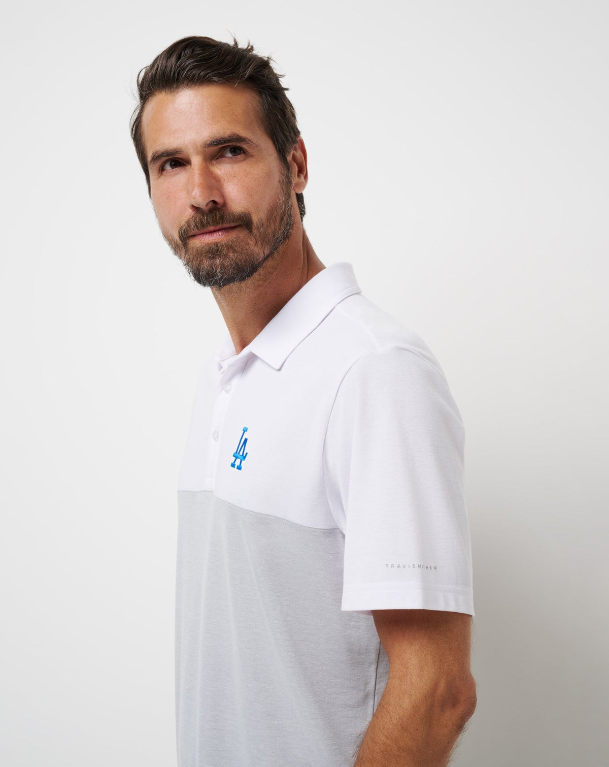 Los Angeles Dodgers Home Run Leader Polo White/Heather Grey | Travis Mathew