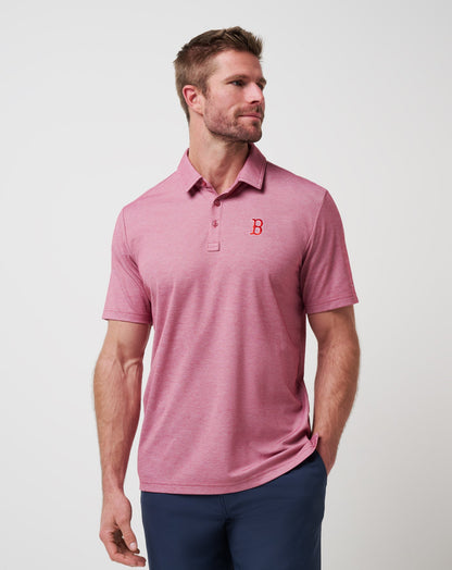 Boston Red Sox Playoff Pitch Polo Heather Red | Travis Mathew