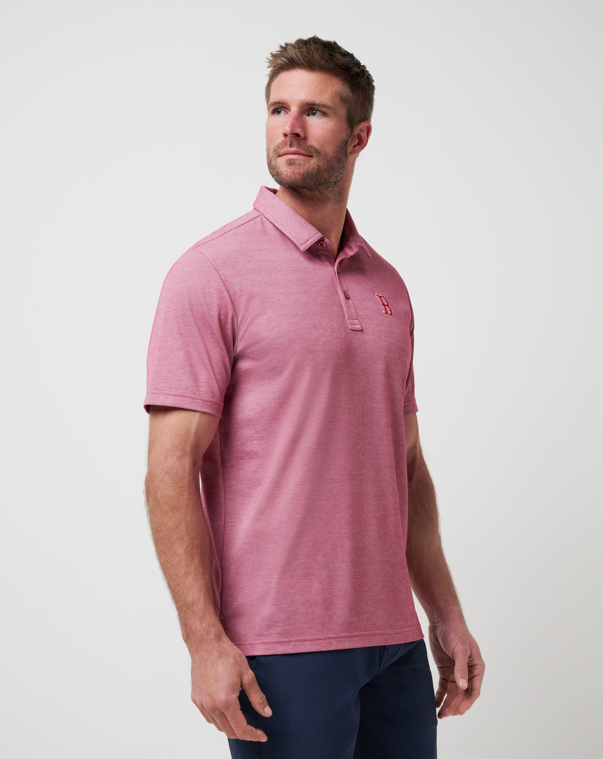 Boston Red Sox Playoff Pitch Polo Heather Red | Travis Mathew