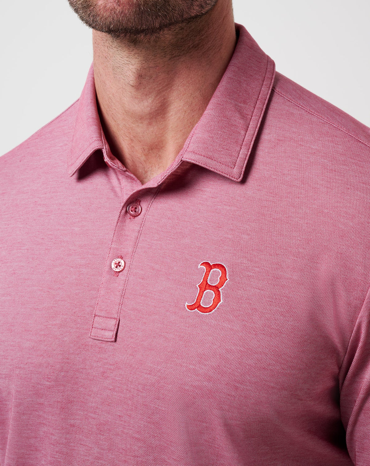 Boston Red Sox Playoff Pitch Polo Heather Red | Travis Mathew