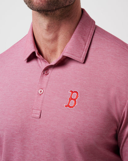 Boston Red Sox Playoff Pitch Polo Heather Red | Travis Mathew