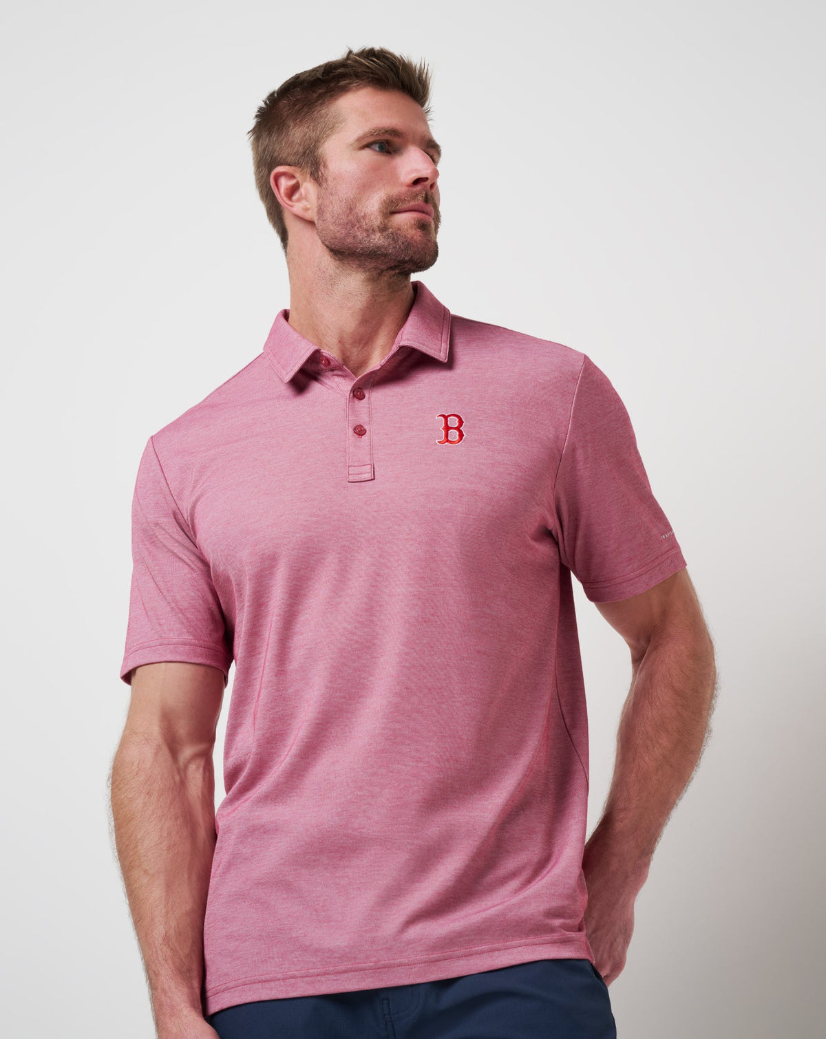 Boston Red Sox Playoff Pitch Polo Heather Red | Travis Mathew