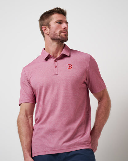 Boston Red Sox Playoff Pitch Polo Heather Red | Travis Mathew
