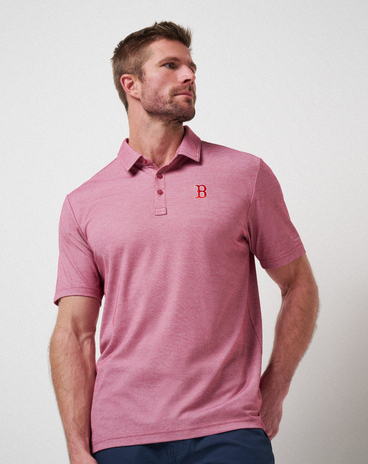 Boston Red Sox Playoff Pitch Polo Heather Red | Travis Mathew