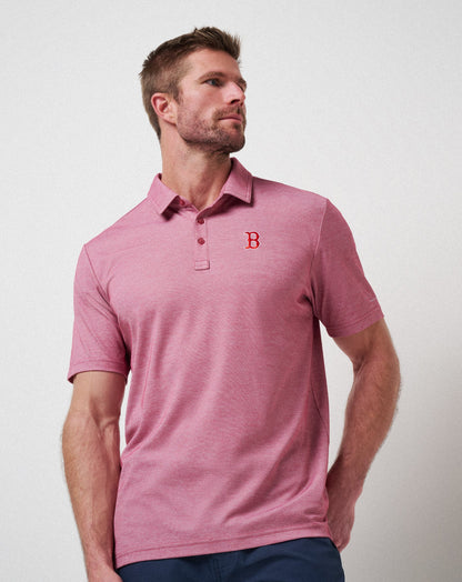 Boston Red Sox Playoff Pitch Polo Heather Red | Travis Mathew