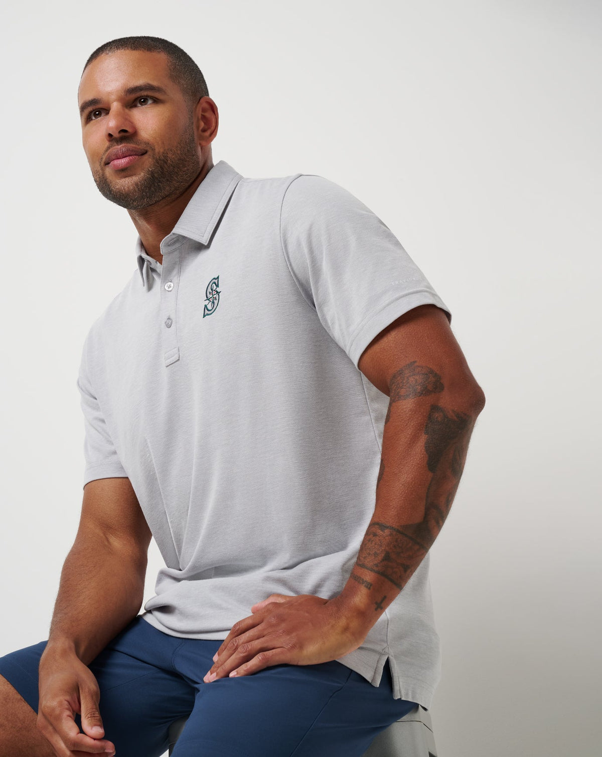 Seattle Mariners Playoff Pitch Polo Heather Grey | Travis Mathew