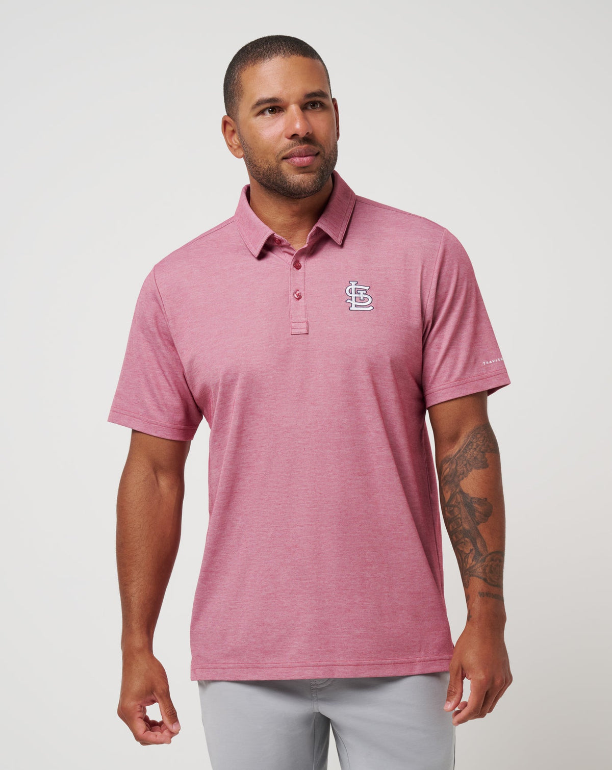 St Louis Cardinals Playoff Pitch Polo Heather Red | Travis Mathew