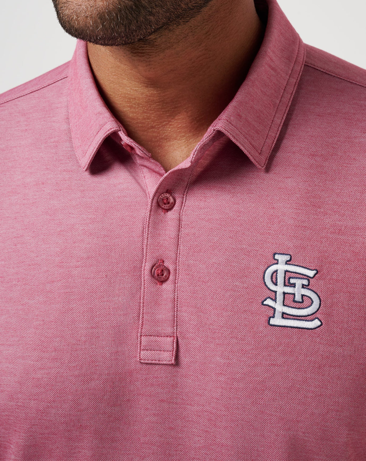 St Louis Cardinals Playoff Pitch Polo Heather Red | Travis Mathew