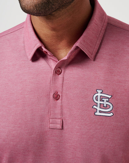 St Louis Cardinals Playoff Pitch Polo Heather Red | Travis Mathew
