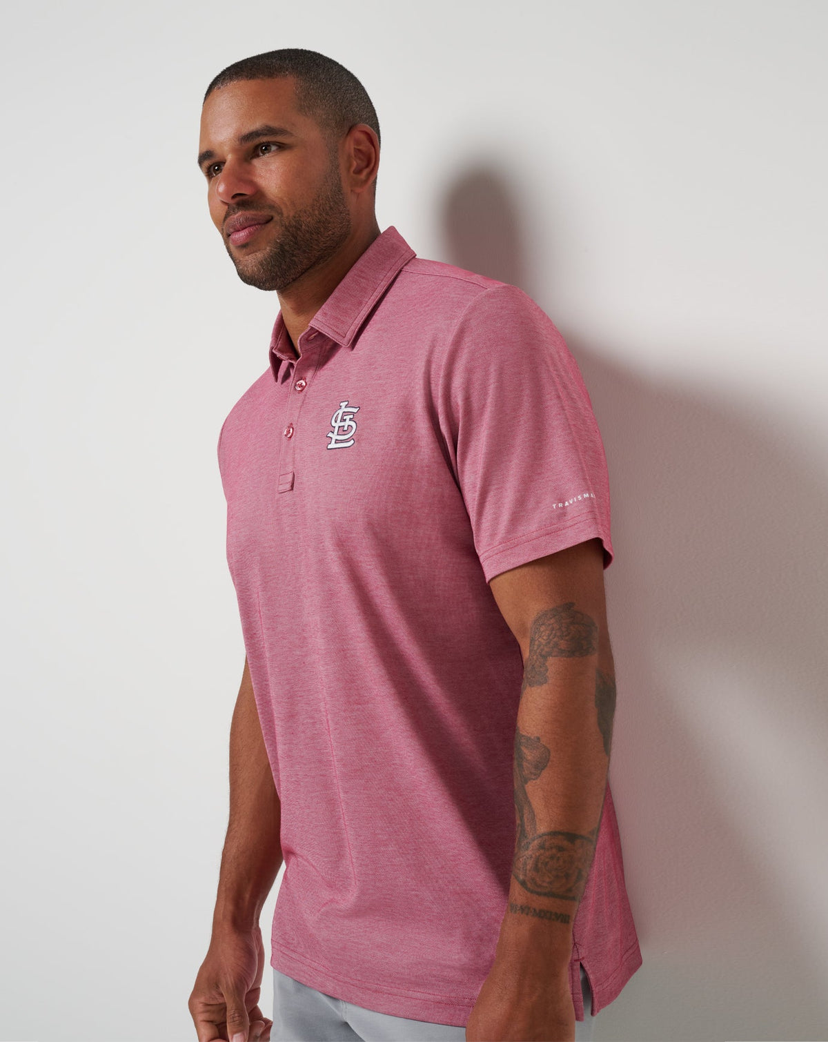 St Louis Cardinals Playoff Pitch Polo Heather Red | Travis Mathew