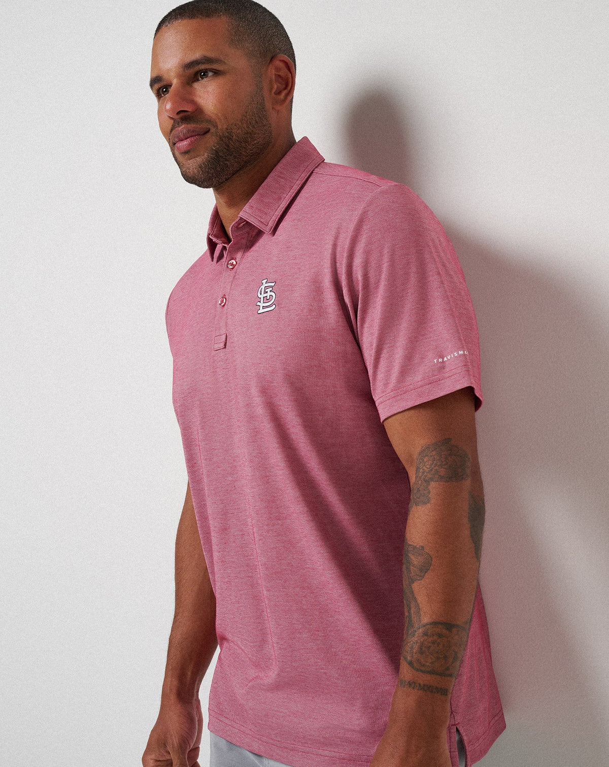 St Louis Cardinals Playoff Pitch Polo Heather Red | Travis Mathew