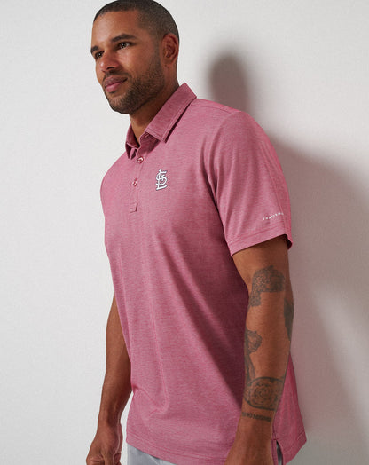 St Louis Cardinals Playoff Pitch Polo Heather Red | Travis Mathew