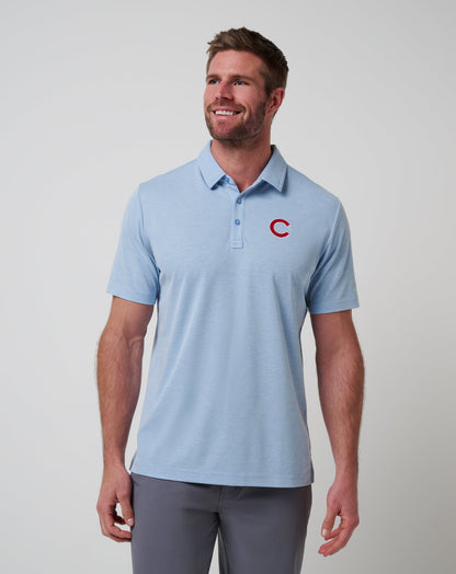 Chicago Cubs Playoff Pitch Polo Heather Blue | Travis Mathew
