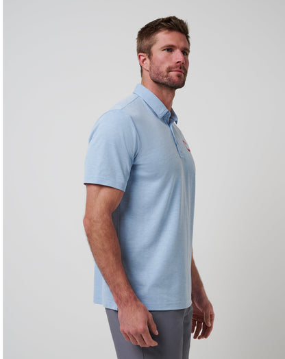 Chicago Cubs Playoff Pitch Polo Heather Blue | Travis Mathew