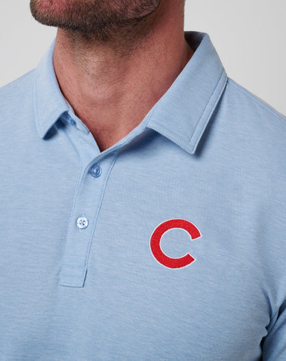 Chicago Cubs Playoff Pitch Polo Heather Blue | Travis Mathew