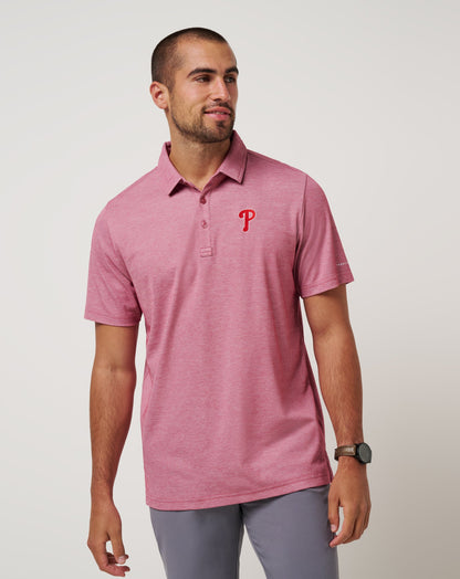 Philadelphia Phillies Playoff Pitch Polo Heather Red | Travis Mathew