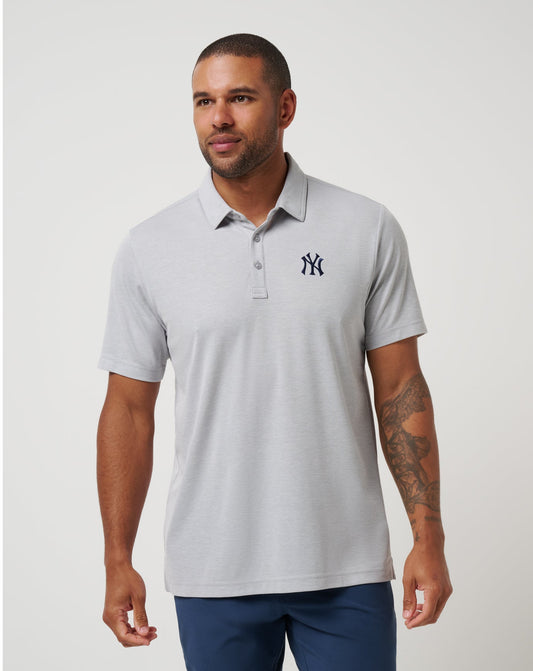 New York Yankees Playoff Pitch Polo Heather Grey | Travis Mathew
