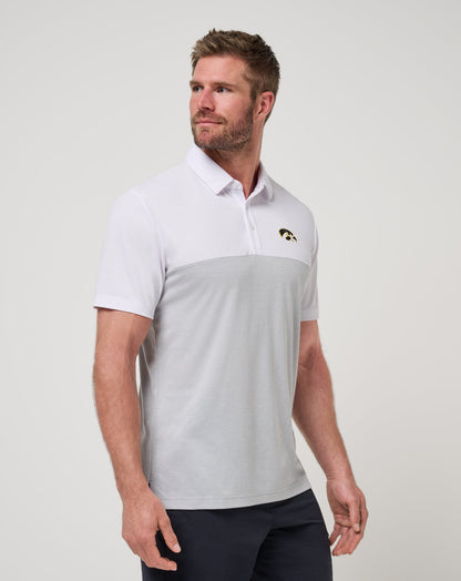 Iowa Drop Back Polo White/Heather Grey | Travis Mathew
