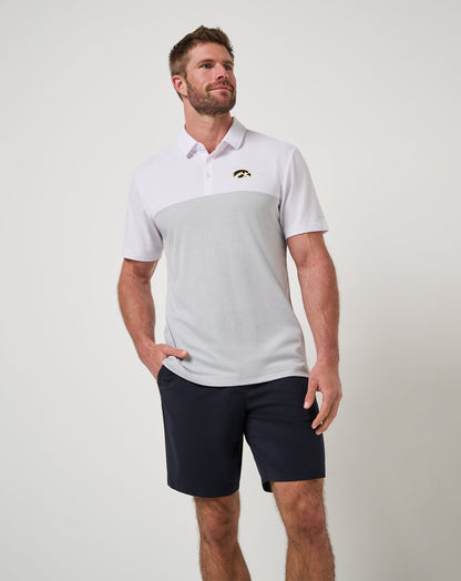 Iowa Drop Back Polo White/Heather Grey | Travis Mathew