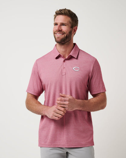 Cincinnati Reds Playoff Pitch Polo Heather Red | Travis Mathew