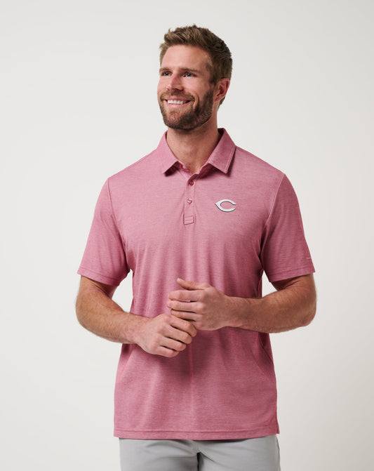 Cincinnati Reds Playoff Pitch Polo Heather Red | Travis Mathew