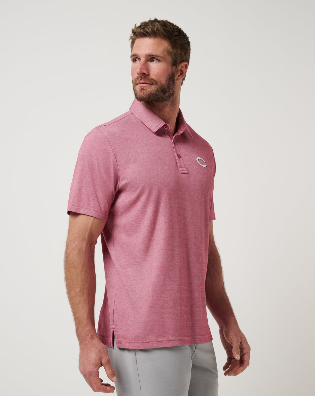 Cincinnati Reds Playoff Pitch Polo Heather Red | Travis Mathew