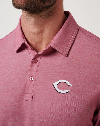 Cincinnati Reds Playoff Pitch Polo Heather Red | Travis Mathew