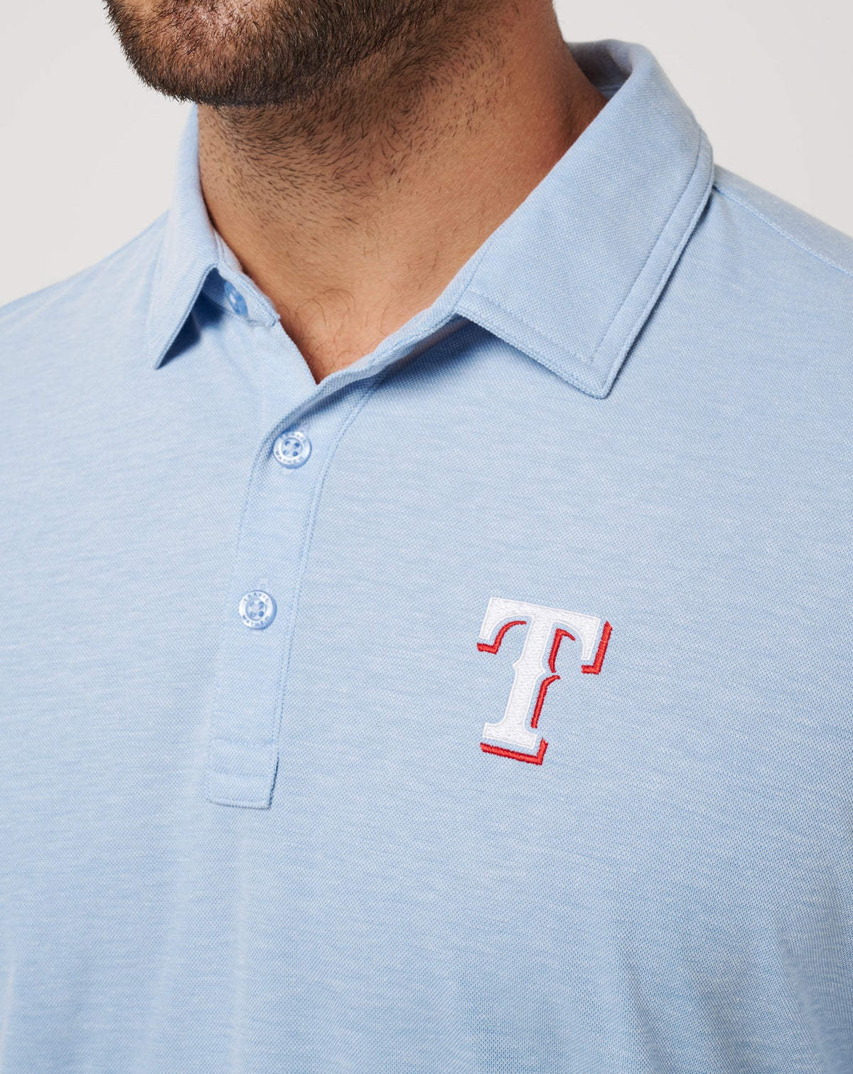 Texas Rangers Playoff Pitch Polo Heather Blue | Travis Mathew