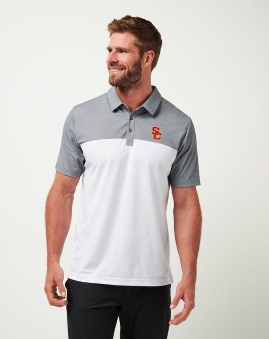 USC The Rudds 2.0 Polo Heather Quiet Shade/White | Travis Mathew