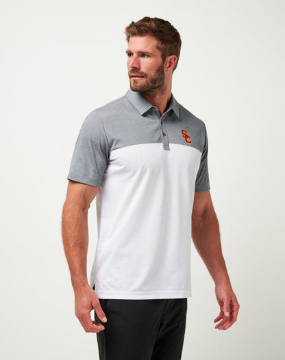 USC The Rudds 2.0 Polo Heather Quiet Shade/White | Travis Mathew