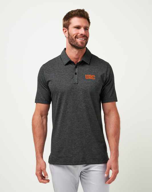 USC The Zinna Polo Heather Black | Travis Mathew
