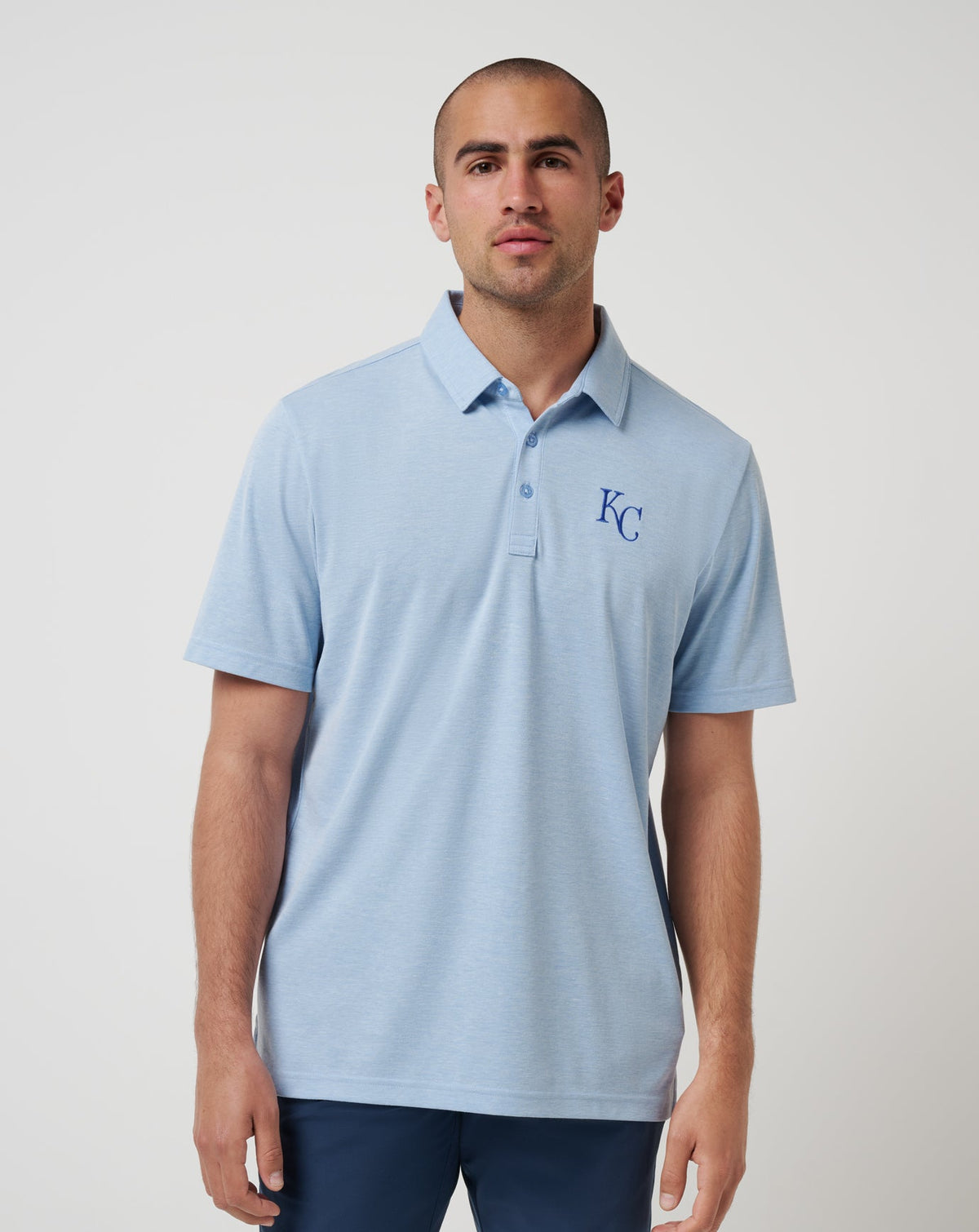 Kansas City Royals Playoff Pitch Polo Heather Blue | Travis Mathew