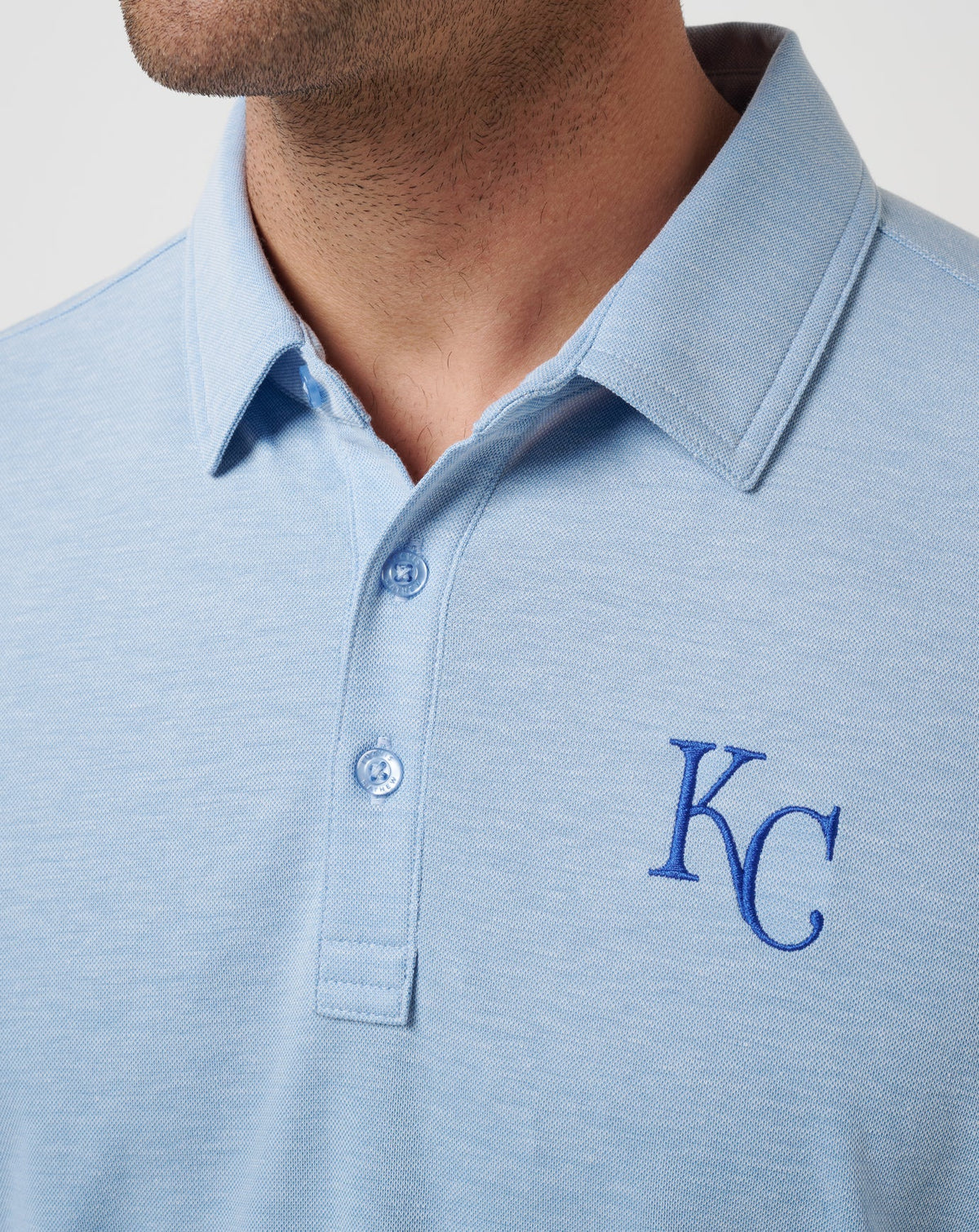 Kansas City Royals Playoff Pitch Polo Heather Blue | Travis Mathew