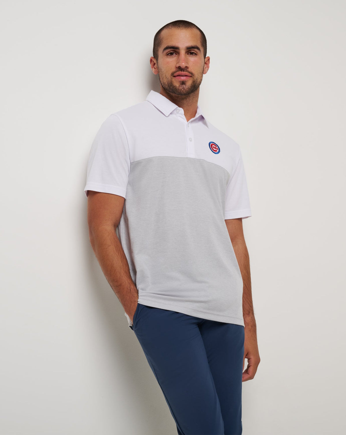 Chicago Cubs Home Run Leader Polo White/Heather Grey | Travis Mathew