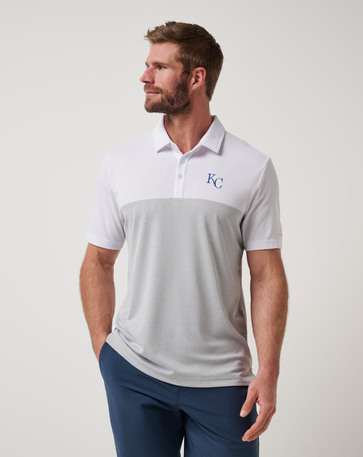 Kansas City Royals Home Run Leader Polo White/Heather Grey | Travis Mathew