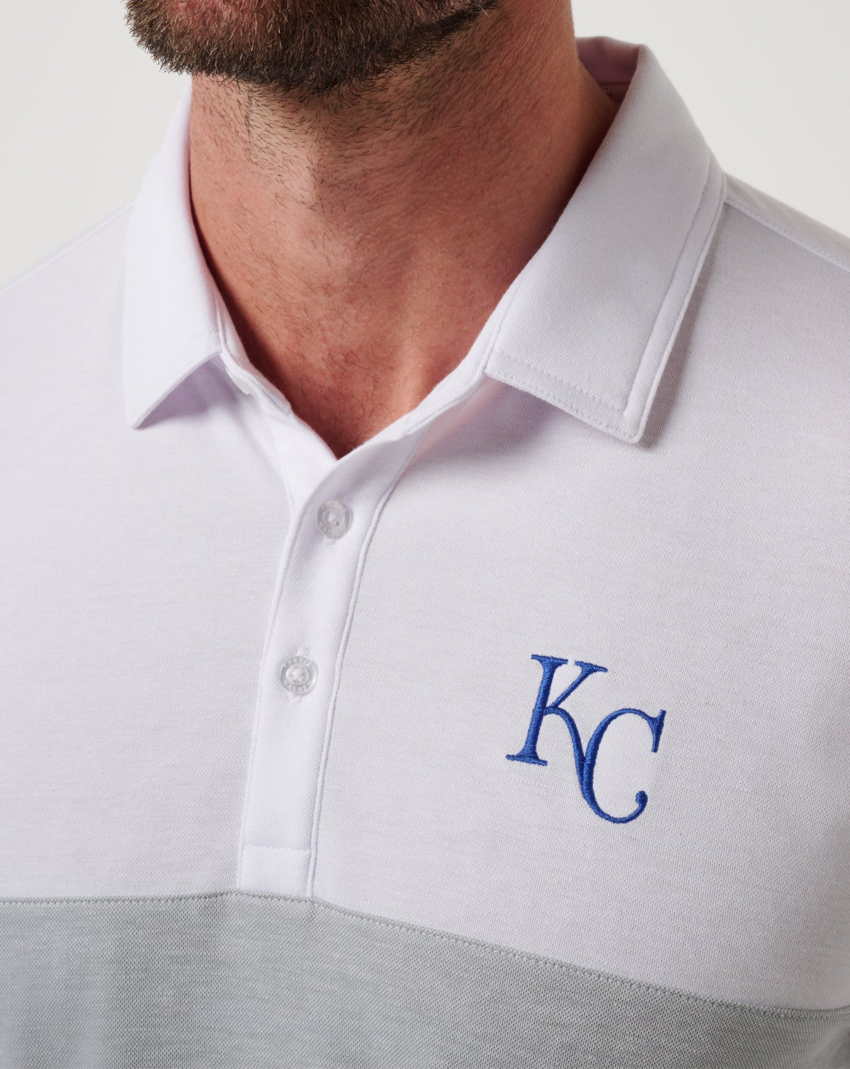 Kansas City Royals Home Run Leader Polo White/Heather Grey | Travis Mathew