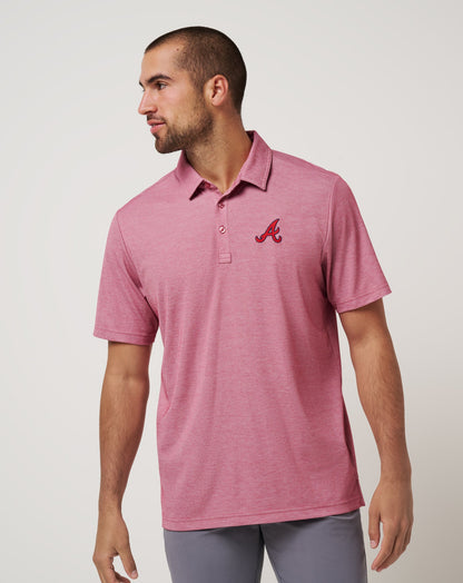 Atlanta Braves Playoff Pitch Polo Heather Red | Travis Mathew