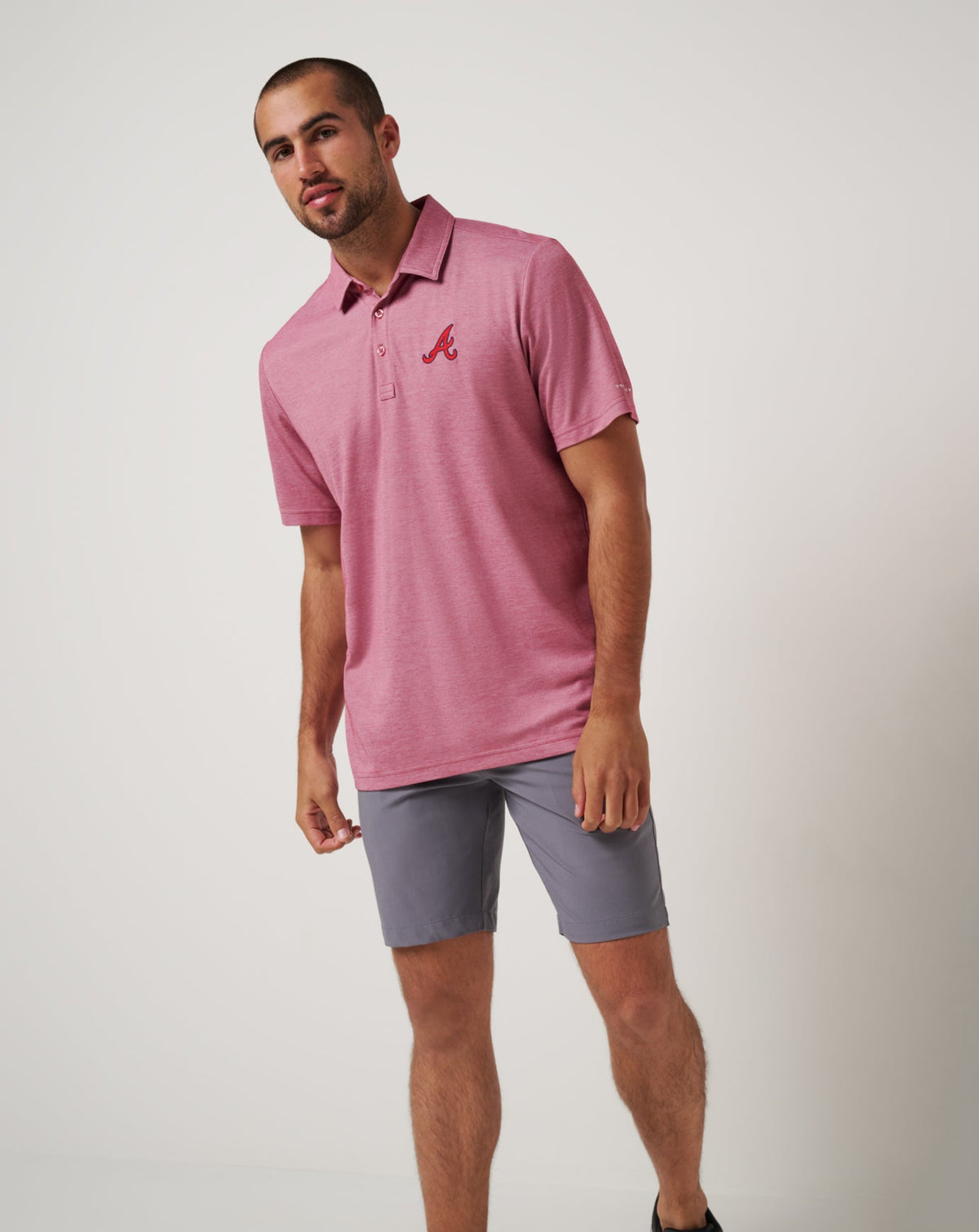 Atlanta Braves Playoff Pitch Polo Heather Red | Travis Mathew