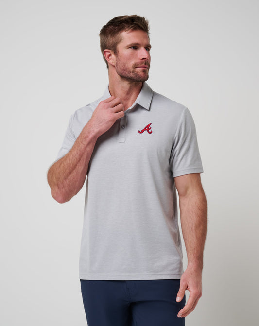 Atlanta Braves Playoff Pitch Polo Heather Grey | Travis Mathew