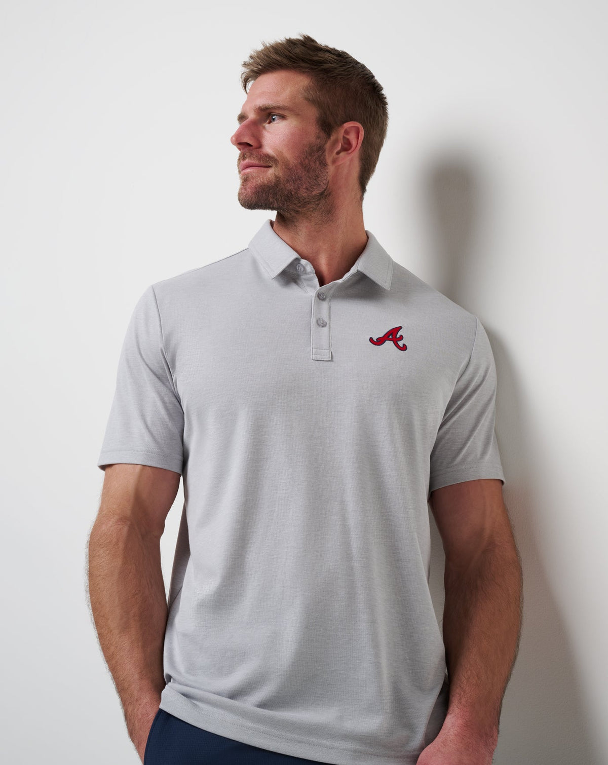 Atlanta Braves Playoff Pitch Polo Heather Grey | Travis Mathew